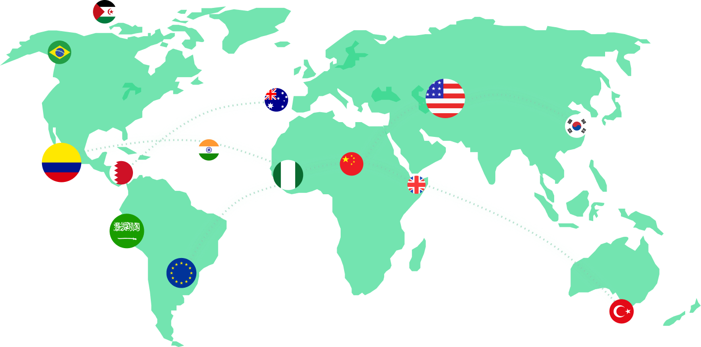 World map showing global export reach